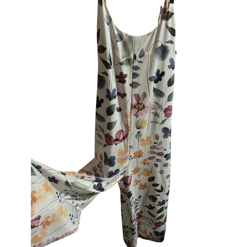 NWOT S EMERY ROSE Watercolor Floral Jumpsuit Wide Leg Spaghetti Strap Boho - Picture 2 of 6